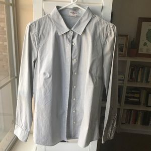 J. CREW Navy and White Pinstripe Button Down